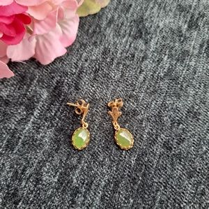 Gold and Jade Delicate Earrings